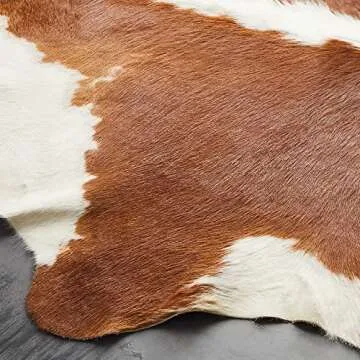 A-Star Large White Cowhide Rugs - 5x5 Genuine Cowhide Rug (Brown Ad White)