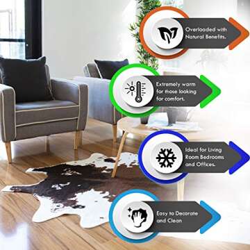 A-Star Large White Cowhide Rugs - 5x5 Genuine Cowhide Rug (Brown Ad White)