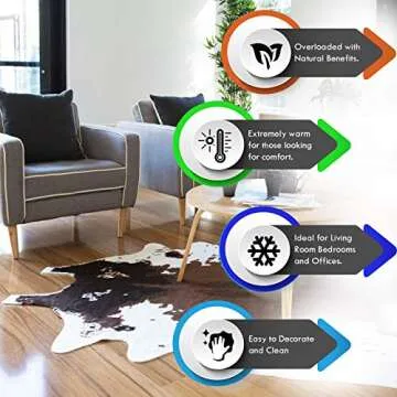 A-Star Large White Cowhide Rugs - 5x5 Genuine Cowhide Rug (Brown Ad White)