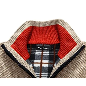 Men's Slim Fit Zip Up Cardigan Sweater - Khaki