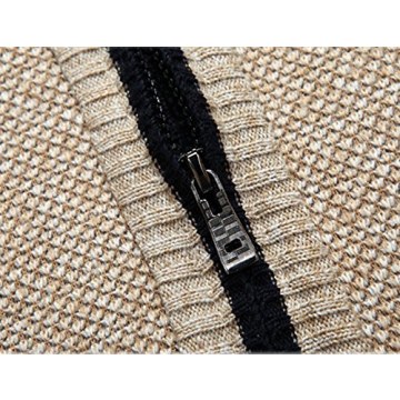 Men's Slim Fit Zip Up Cardigan Sweater - Khaki