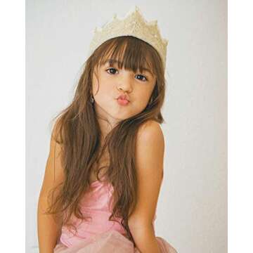 California Tot Girls' Fairy Princess Felt Lace Gem Crown Tiara (Fairy Crown)