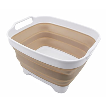 Collapsible Dishpan with Drain Plug - Space Saving Kitchen Tray