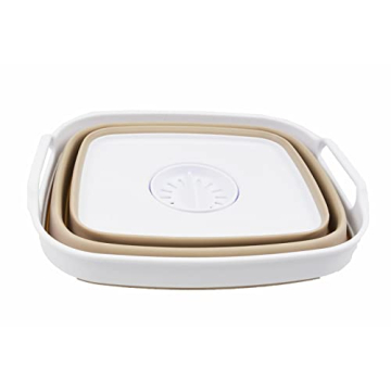 Collapsible Dishpan with Drain Plug - Space Saving Kitchen Tray