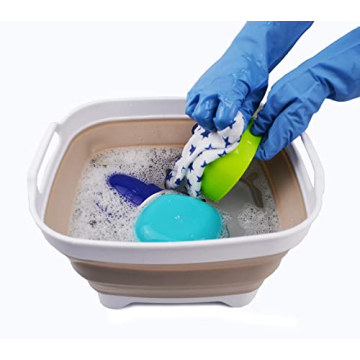 Collapsible Dishpan with Drain Plug - Space Saving Kitchen Tray