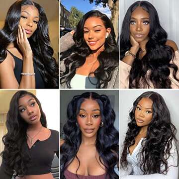 Beauty Queen Brazilian Human Hair Bundles Body Wave (20 22 24 26 Inch) 10A Bundles Human Hair 100% Unprocessed Weave 4 Bundles Virgin Human Long Hair Natural Color Hair Extensions