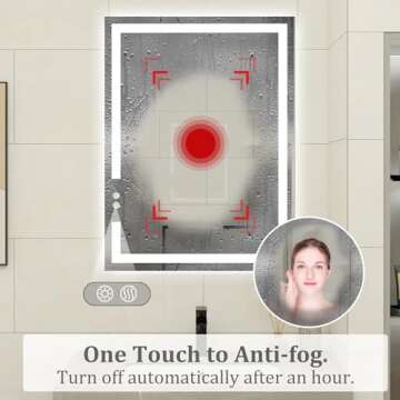 BuLife 28 X 20 Inch LED Bathroom Vanity Mirror, 3 Colors Light Dimmable, Wall Mounted Memory Lighted Makeup Mirror with Anti-Fog Touch Switch (Front-lit&Backlit)