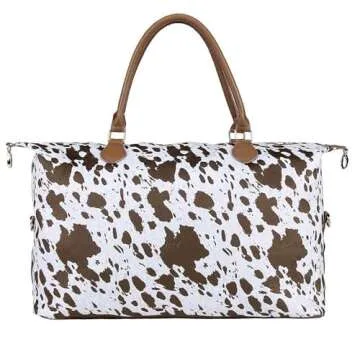 Cow Print Weekender Bag Cow Print Duffle Bag with Shouler Strap Cow Print Overnight Bags for Women Western Weekender Bag for Hospital Maternity