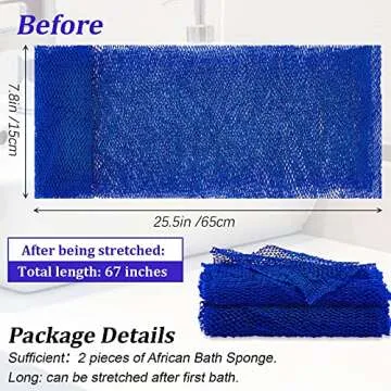 2 Pieces African Net Sponge Exfoliating Net African Body Scrubber Bath Rag Washcloth Towel Shower Body Back Scrubber Skin Smoother for Daily Use or Stocking Stuffer (Blue)