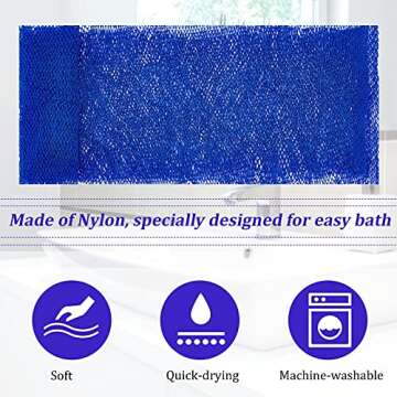 2 Pieces African Net Sponge Exfoliating Net African Body Scrubber Bath Rag Washcloth Towel Shower Body Back Scrubber Skin Smoother for Daily Use or Stocking Stuffer (Blue)