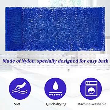 2 Pieces African Net Sponge Exfoliating Net African Body Scrubber Bath Rag Washcloth Towel Shower Body Back Scrubber Skin Smoother for Daily Use or Stocking Stuffer (Blue)