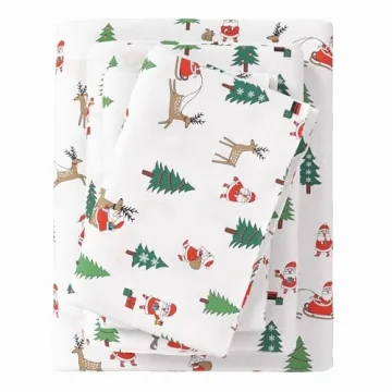 Great Bay Home Christmas Flannel Sheet Set - 100% Turkish Cotton, Cozy 4-Piece Bedding Set
