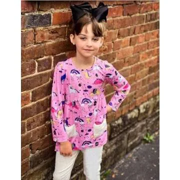 Arshiner Little Girls Outfits Cute Clothing Sets Long Sleeve 2pcs Pants Sets with Pockets Pink 3-4T