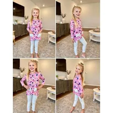 Arshiner Little Girls Outfits Cute Clothing Sets Long Sleeve 2pcs Pants Sets with Pockets Pink 3-4T