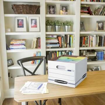 Bankers Box 12 Pack Standard Duty File Storage Boxes, Standard Assembly, Removable Lid, Letter/Legal (0071301)