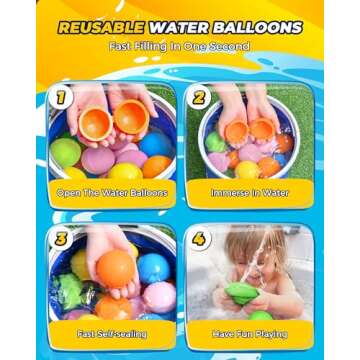 SOPPYCID 20PCS Reusable Water Balloons, Pool Beach Toys for Kids, Summer Fun Outdoor Water Toys Games for Kids Adults Outside Play, Backyard Swimming Pool Party Supplies
