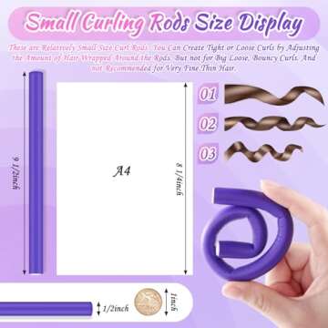 30Pcs Small Foam Hair Curlers, 9.45" Length x 0.47" Diameter, No-Heat Flexible Curling Rods for Short, Medium and Long Hair