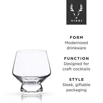 Viski Raye Footed Crystal Punch Cups Set of 2 - Premium Crystal Clear Glass, Stemless Heavy Base Punch Cocktail Glass Gift Set, 8 oz