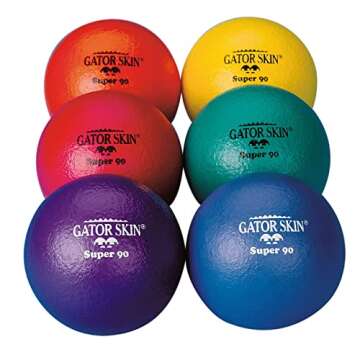 S&S Worldwide Gator Skin Super 90 Balls. 3.5" PU Coated Foam Balls in Assorted Colors, Soft No-Sting Balls are Great for Indoor Baseball/Softball, Floor Hockey Ball, and PE Games. Set of 6.