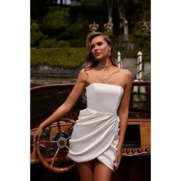 Strapless Satin Homecoming Dresses Sleeveless Prom Dresses Short Backless Pleated Tube Top Mini Formal Evening Party Gown Coral US10