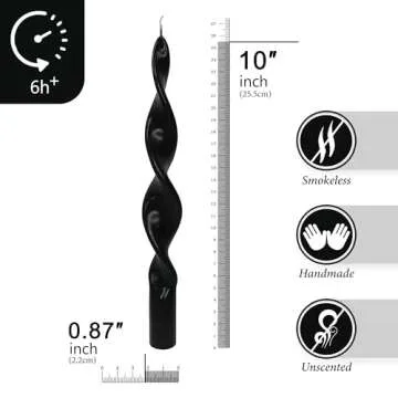 10 Inches Spiral Taper Candles - Handmade Colorful Dripless Candles for Weddings & Decor