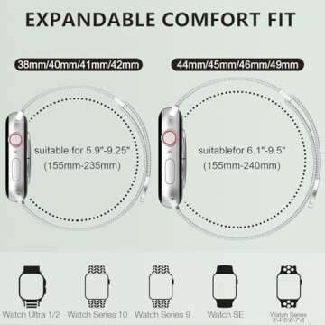 MARGE PLUS Compatible Apple Watch Band: Stylish Stainless Steel Magnetic Loop