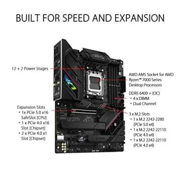 ASUS ROG Strix B650E-F Gaming WiFi AMD B650 AM5 Ryzen™ Desktop 9000 8000 & 7000 ATX Motherboard, 1...