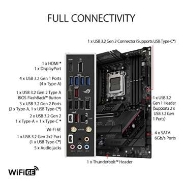 ASUS ROG Strix B650E-F Gaming WiFi AMD B650 AM5 Ryzen™ Desktop 9000 8000 & 7000 ATX Motherboard, 12+2 Power Stages, DDR5, 3X M.2 Slot, PCIe® 5.0, WiFi 6E, 2.5G LAN, USB 3.2 Gen 2x2 Type-C®, Aura Sync