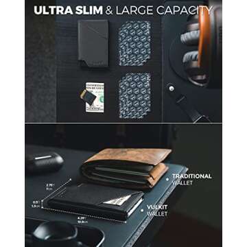 VULKIT Pop up Card Wallet RFID Blocking Slim Aluminum Metal Bank Card Holder Case with Business Mone...