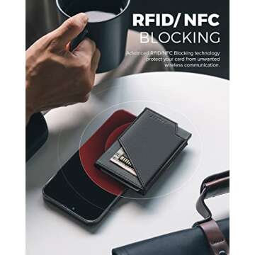 VULKIT Pop up Card Wallet RFID Blocking Slim Aluminum Metal Bank Card Holder Case with Business Money Pocket for Credit Cards Notes and Coins (Black)