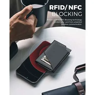 VULKIT Pop up Card Wallet RFID Blocking Slim Aluminum Metal Bank Card Holder Case with Business Money Pocket for Credit Cards Notes and Coins (Black)