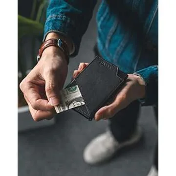 VULKIT Pop up Card Wallet RFID Blocking Slim Aluminum Metal Bank Card Holder Case with Business Money Pocket for Credit Cards Notes and Coins (Black)
