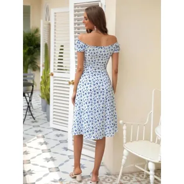 Floerns Women's Floral Puff Sleeve Midi Dress