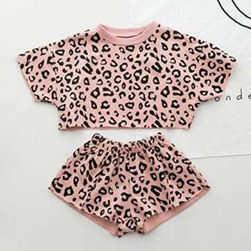 Toddler Baby Girls Leopard Print Summer Clothes Set T-Shirt and Short Pants 2pcs Outfits (1-Pink, 2T)