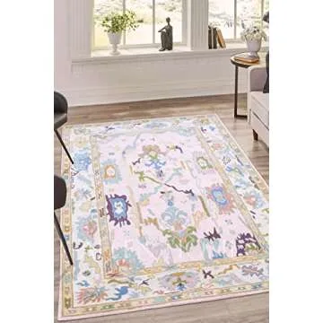 Allen Home Hand Tufted Oushak Wool Rugs - Pastel Ushak Area Carpets Suitable for Living Room, Bedroo...