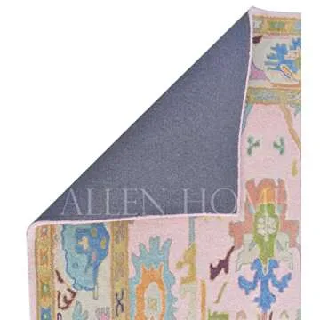 Allen Home Hand Tufted Oushak Wool Rugs - Pastel Ushak Area Carpets Suitable for Living Room, Bedroom, Dining Room - Natural Latex Backing with 100% Cotton - Oushak Caroline Pink - 5’ x 8’