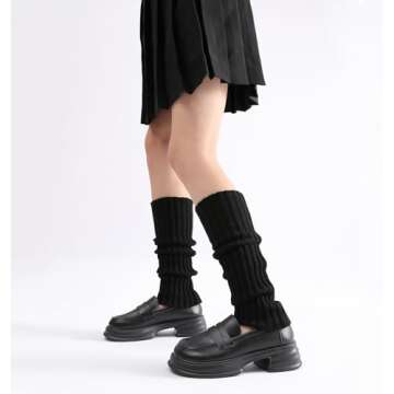 Bevigorio Women’s Black Leg Warmers for Fashion and Fitness