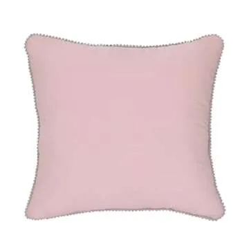 Disney Princess Enchanting Dreams Pink and Gold Embroidered Crown Decorative Throw Pillow with White Pom Pom Trim