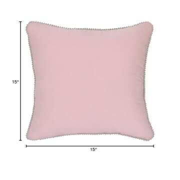 Disney Princess Enchanting Dreams Pink and Gold Embroidered Crown Decorative Throw Pillow with White Pom Pom Trim