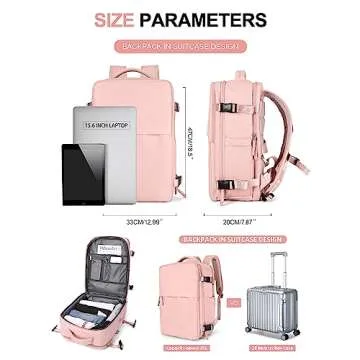 Large Travel Backpack Women, Carry On Backpack,Hiking Backpack Waterproof Outdoor Sports Rucksack Casual Daypack Fit 15.6 Inch Laptop with USB Charging Port Shoes Compartment