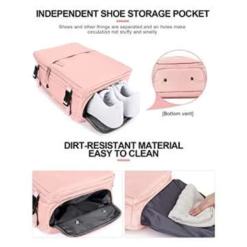 Large Travel Backpack Women, Carry On Backpack,Hiking Backpack Waterproof Outdoor Sports Rucksack Casual Daypack Fit 15.6 Inch Laptop with USB Charging Port Shoes Compartment