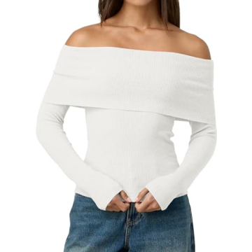 LILLUSORY Women's Off Shoulder Sweater for Cozy Elegance - Perfect for Date Nights and More