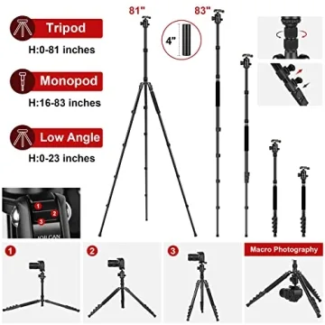 High-Performance 81" Tripod for All Cameras and Devices