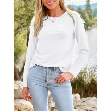 AUTOMET Women’s Basic Long Sleeve Crewneck, Plus Size Winter & Spring Top, Casual Fall Tee for Tea...