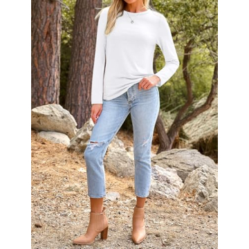 AUTOMET Women’s Long Sleeve Crewneck Comfortable Casual Top