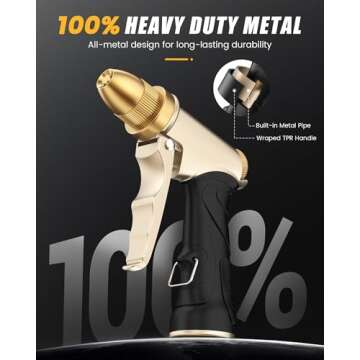 RAINPOINT Garden Hose Nozzle, Upgraded Heavy Duty Metal Spray Nozzle, High Pressure Water Nozzle wit...