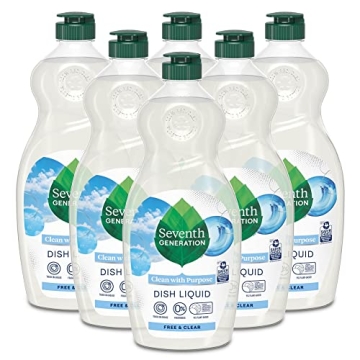 Seventh Generation Unscented Dish Liquid Soap, 25 Oz, Pack of 6