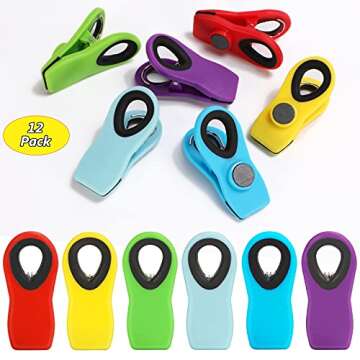 12 Pack Chip Clips, Bag Clips, Magnetic Clips, Chip Clips Bag Clips Food Clips, Bag Clips for Food, ...
