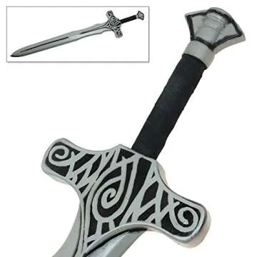 Foam Norse Viking LARP Sword Nordic Celtic Longsword Cosplay Replica Prop Black and Silver