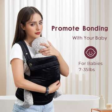 ·NEST BLANCHE· Baby Carrier for Newborn to Toddler, Cozy Baby Wrap Carrier 7-35 lbs, Ergonomic Backpack Design, Front and Back Facing Options, Black